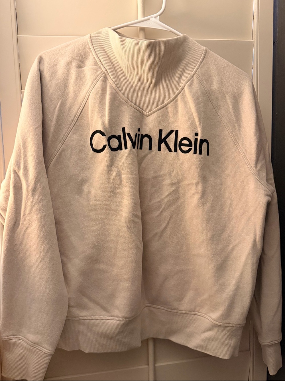 Calvin Klein Off-White Crewneck Sweatshirt with Black Logo